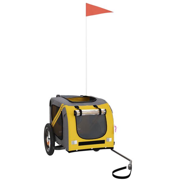 vidaXL Gæludýrakerra fyrir Hjól Gul og Grá Oxfordefni og Járn