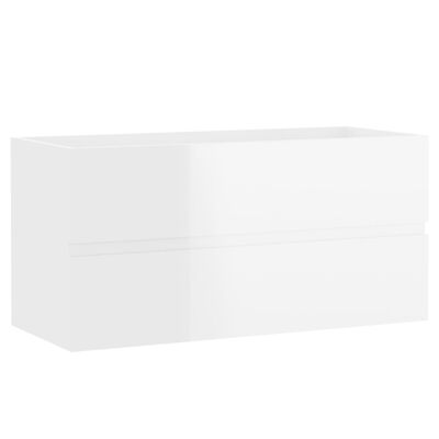 804761 vidaXL Sink Cabinet High Gloss White 90x38,5x45 cm Chipboard