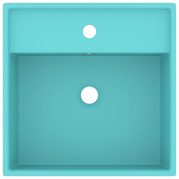 vidaXL Lúxus Handlaug með Yfirfalli Ferhyrnd Mattur Ljósgrænn 41x41 cm Keramik