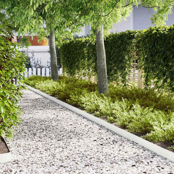 vidaXL Garðjaðar 50 pcs Hvítt 100 x 0.05 x 20 cm Kaldvalsaður stálar