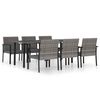 vidaXL 7 Hluta Gar&eth;bor&eth;stofusett P&oacute;l&yacute;rattan Gr&aacute;tt