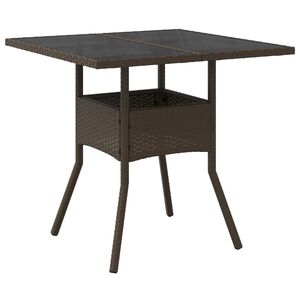 vidaXL Gar&eth;bor&eth; me&eth; Glerpl&ouml;tu Br&uacute;nt 80x80x75 cm P&oacute;l&yacute;rattan