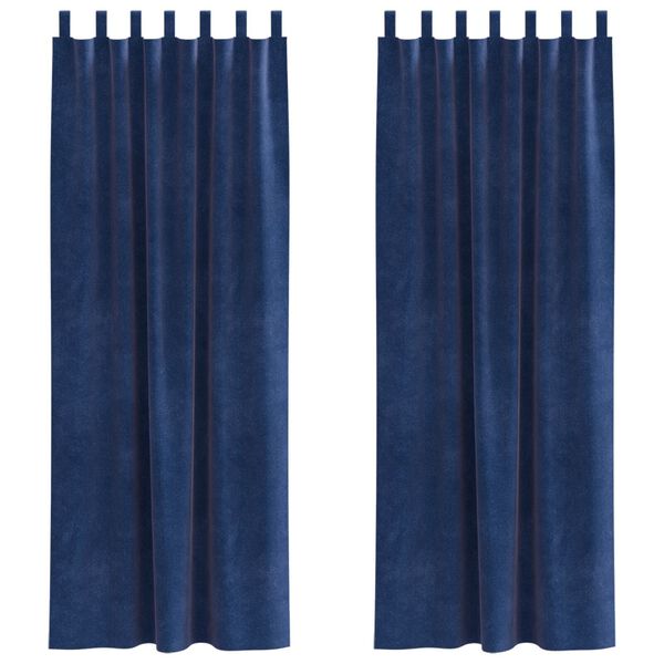 vidaXL Gardínur með gluggatjöldum 2 pcs dark blue 140 x 225 cm Flauel
