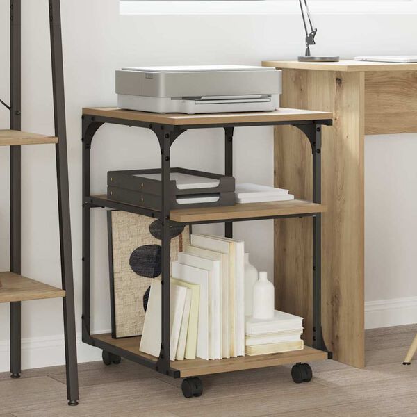 vidaXL Prentara standur Artisan Eik 43 x 48 x 64 cm Samsettur vi&eth;ur