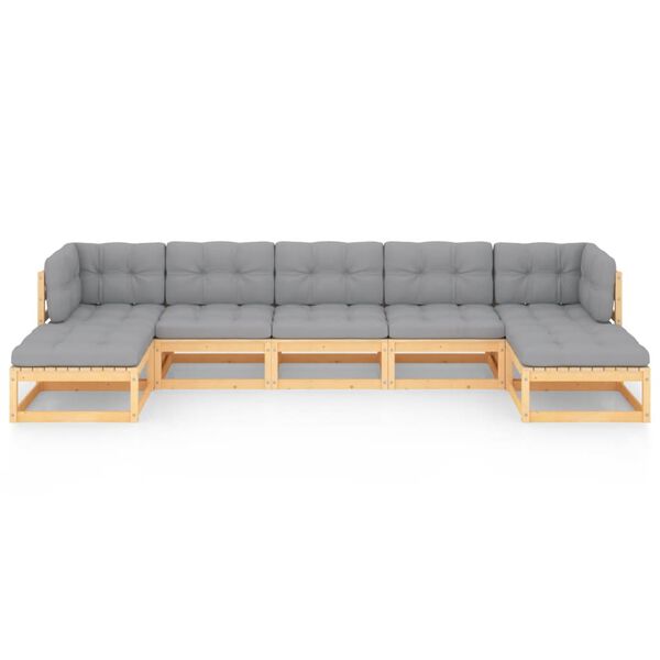 vidaXL 7 Parta Gar&eth;s&oacute;fasett me&eth; Sessum Gegnheil Fura