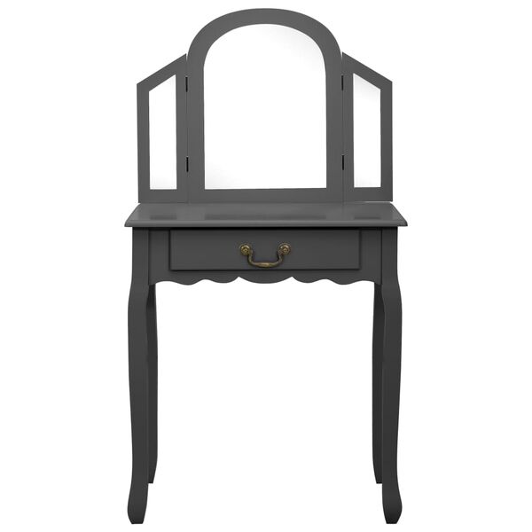 vidaXL Snyrtiborð með Kolli Grátt 65x36x128 cm Paulowniaviður MDF