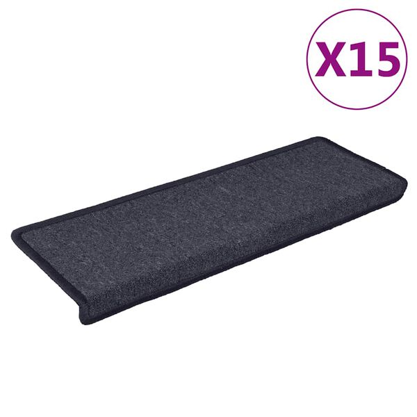 vidaXL Stigamottur 15 stk 65x21x4 cm d&ouml;kkgr&aacute;ar og bl&aacute;ar r&eacute;tthyrndar br&uacute;nir