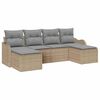 vidaXL Gar&eth;s&oacute;fa sett me&eth; p&uacute;&eth;i 6 pcs drappa&eth;ur og lj&oacute;sgr&aacute;r Poly rattan