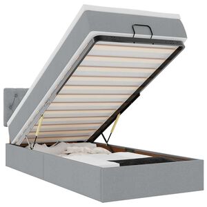 vidaXL Ottoman r&uacute;m me&eth; d&yacute;nu Lj&oacute;sgr&aacute;r 90x200 cm Efni