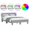 vidaXL R&uacute;mgrind me&eth; LED &aacute;n D&yacute;nu Gr&aacute;ir Sonoma Eik 135x190 cm