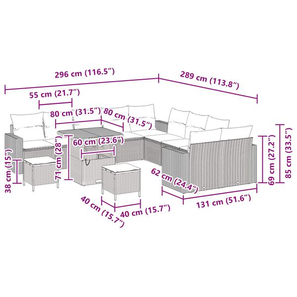 vidaXL Gar&eth;s&oacute;fa sett me&eth; p&uacute;&eth;i 17 pcs Svartur p&oacute;l&yacute;rattan