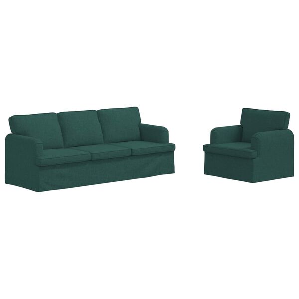 vidaXL S&oacute;fi 2 pcs D&ouml;kkgr&aelig;n 144 x 80 x 85 cm d&uacute;kur
