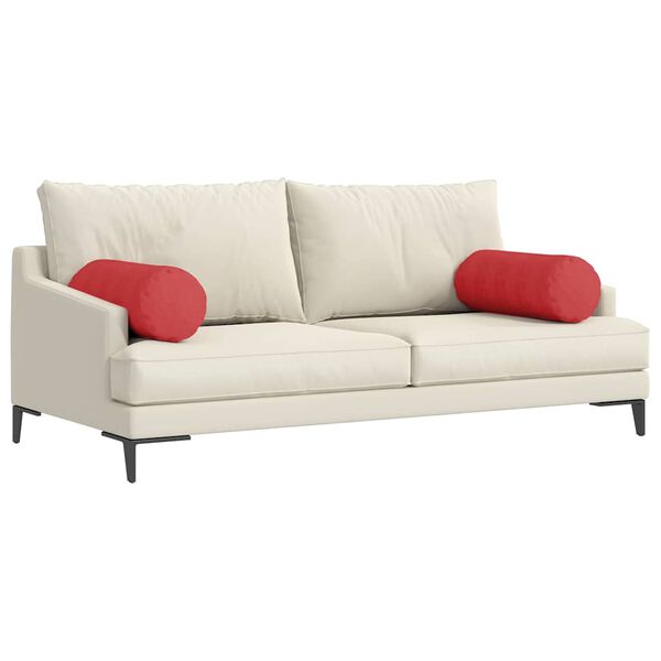 vidaXL Bolster Púðar 2 pcs Rauður Ø 25 x 70 cm dúkur