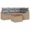 vidaXL Gar&eth;s&oacute;fa sett me&eth; geymslu 5 pcs Beige og lj&oacute;sgr&aacute;r p&oacute;l&yacute;rattan