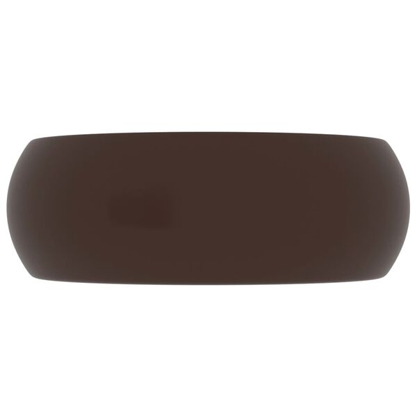 vidaXL Lúxus Handlaug Hringlaga Mött Dökkbrún 40 x 15 cm Postulín