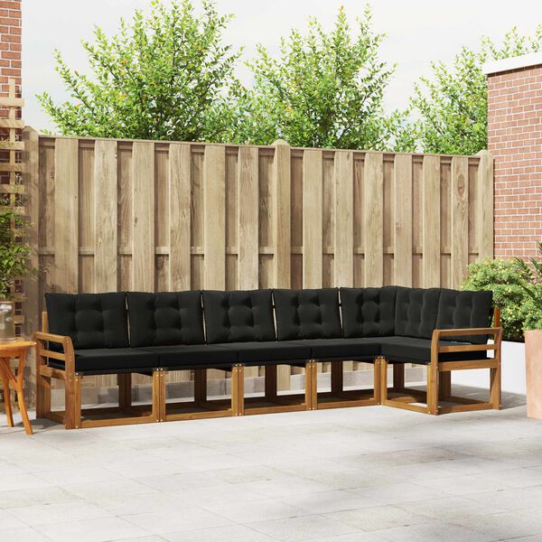 vidaXL &Uacute;ti s&oacute;fasett me&eth; p&uacute;&eth;i 6 pcs N&aacute;tt&uacute;rulegur og svartur