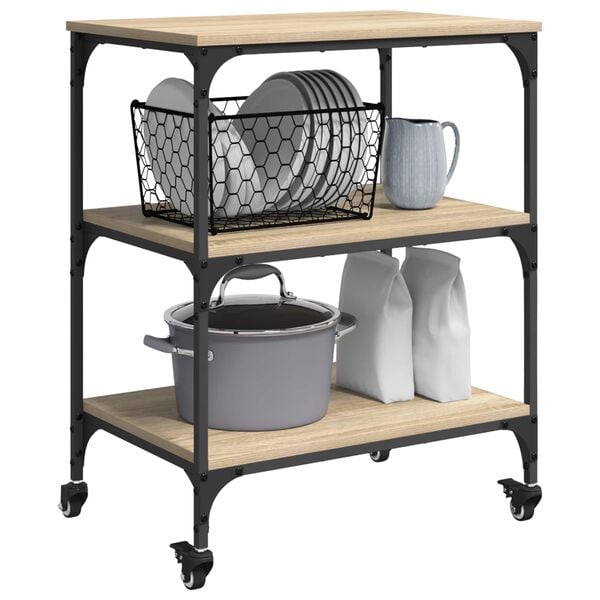 vidaXL Eldh&uacute;svagn Sonoma Eik 60 x 41 x 76 cm Samsettur vi&eth;ur