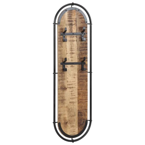 vidaXL Vegghengdir Fatarekkar me&eth; 4 Kr&oacute;kum 2 stk. Gegnheill Mang&oacute;vi&eth;ur