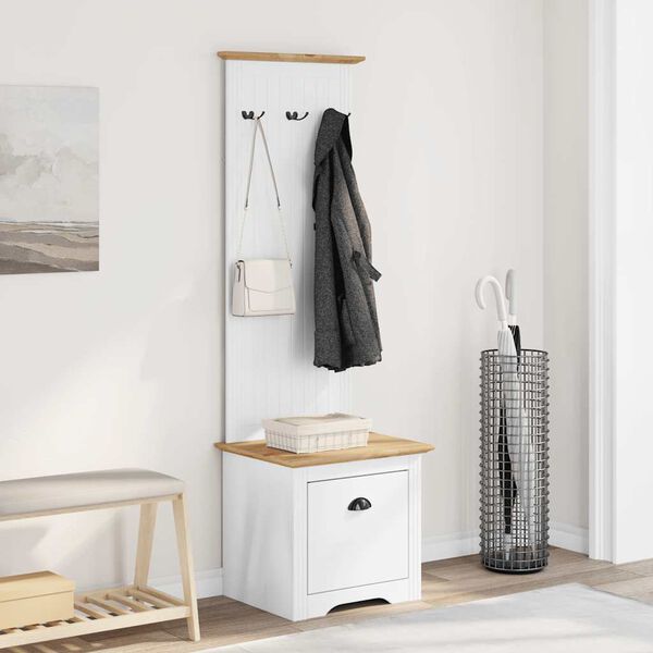 vidaXL forstofusk&aacute;pur me&eth; kr&oacute;kum "BODO" hv&iacute;tt og br&uacute;nt 50x40x157 cm