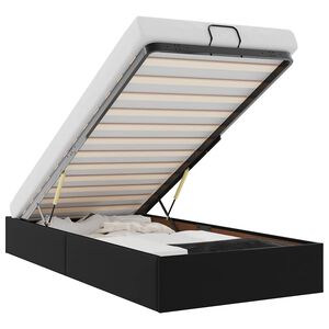 vidaXL Ottoman r&uacute;mgrind &aacute;n d&yacute;nu Svartur 90x190 cm gervi le&eth;ur