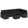 vidaXL Gar&eth;s&oacute;fa sett me&eth; p&uacute;&eth;i me&eth; geymslu 9 pcs Svartur Poly rattan