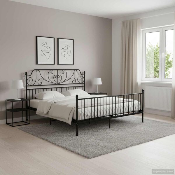 vidaXL R&uacute;mgrind &aacute;n D&yacute;nu Svart 180x200 cm M&aacute;lmur