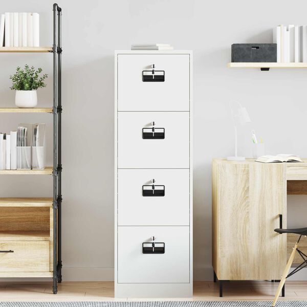 vidaXL Skjalask&aacute;pur 2 pcs Hv&iacute;tt 44 x 50 x 139 cm Kaldvalsa&eth; St&aacute;l