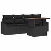 vidaXL Gar&eth;s&oacute;fa sett me&eth; geymslu 5 pcs Svartur Poly rattan