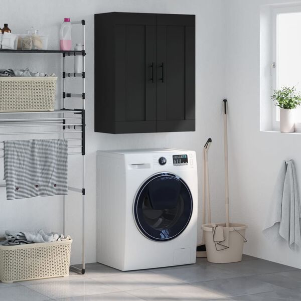 vidaXL Veggfestur Sk&aacute;pur Svartur 69,5x34x90 cm Samsettur Vi&eth;ur