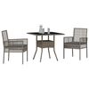 vidaXL Garður borðsett 3 pcs Grár Poly rattan