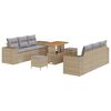 vidaXL Gar&eth;s&oacute;fa sett me&eth; geymslu 9 pcs Drapplita&eth;ur Poly rattan
