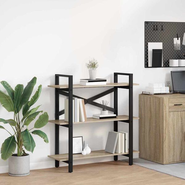 vidaXL Hilla Sonoma Eik 100 x 33,5 x 102 cm Samsettur vi&eth;ur