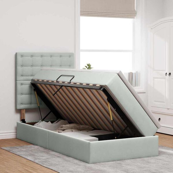 vidaXL R&uacute;m me&eth; geymslur&yacute;mi og d&yacute;nu Lj&oacute;sgr&aacute;r 90 x 190 cm Flauel