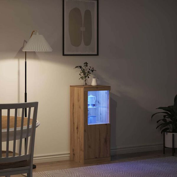 vidaXL LED Hli&eth;arsk&aacute;pur Artisan Eik 41 x 37 x 100 cm Samsettur vi&eth;ur