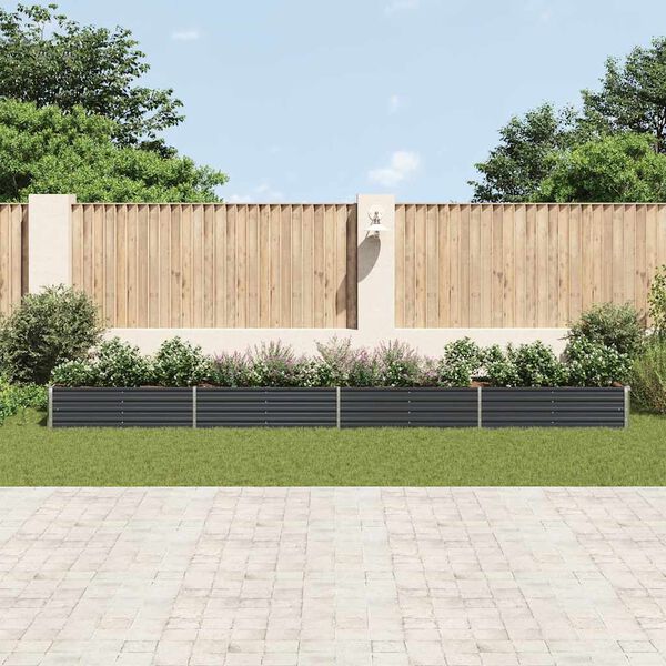 vidaXL Upphækkað Blómaker Sinkhúðað Stál 600x80x45 cm Reykgrátt