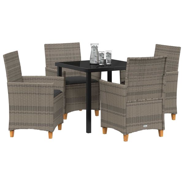 vidaXL Gar&eth;ur bor&eth;sett 5 pcs Gr&aacute;r p&oacute;l&yacute;rattan