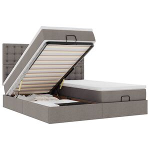 vidaXL Ottoman r&uacute;mgrind me&eth; d&yacute;num Taupe 200x200cm Efni