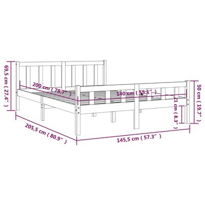 vidaXL Rúmgrind án Dýnu 140x200 cm Gegnheil Viður