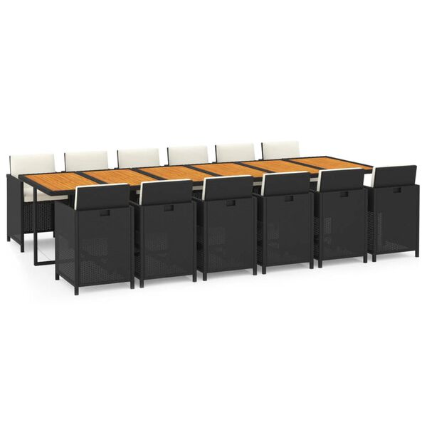 vidaXL 13 hluta Gar&eth;h&uacute;sgagnasett me&eth; Sessum P&oacute;l&yacute;rattan Svart