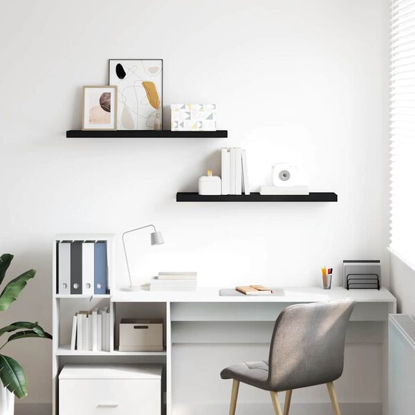 vidaXL Vegghengdar Hillur 2 stk. Svartar 90x23,5x3,8 cm MDF