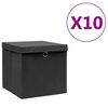 vidaXL Geymslukassar me&eth; Lokum 10 stk. 28x28x28 cm Svartir
