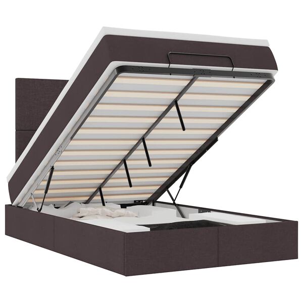 vidaXL Ottoman r&uacute;m me&eth; d&yacute;nu D&ouml;kkbr&uacute;nt 120x200 cm Efni