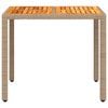vidaXL Garðborð Drappað 90x90x75 cm Pólýrattan og Akasía