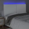 vidaXL LED höfuðgafl Hvítt 200x5x118/128 cm Leðurlíki
