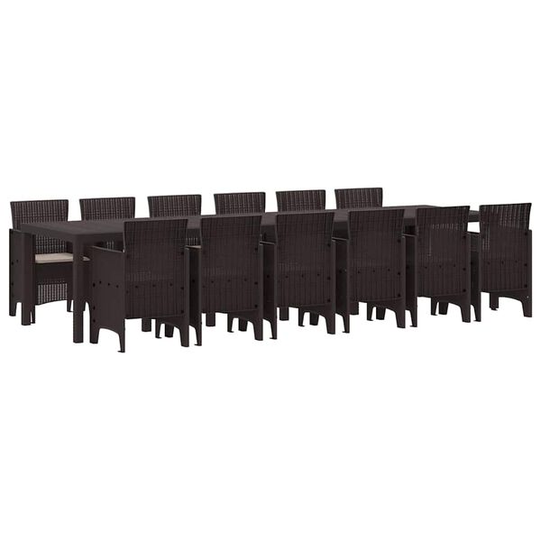 vidaXL Garður borðsett 13 pcs Brúnn Polt rattan