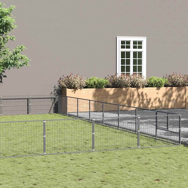 vidaXL Hundabyrgi Silfur 80 m&sup2; St&aacute;l