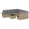 vidaXL 9 Hluta Gar&eth;s&oacute;fasett me&eth; Sessum Drapplita&eth; P&oacute;l&yacute;rattan