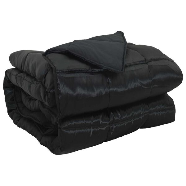 vidaXL Full &aacute;rs d&yacute;na Svartur 240 x 260 cm Sat&iacute;n og microfiber