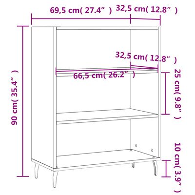 vidaXL Hilluskápur Gráir Sonoma Eik 69,5x32,5x90 cm Samsettur Viður