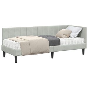 vidaXL Hornar&uacute;m rammi me&eth; d&yacute;nu me&eth; d&yacute;nu 2 pcs Lj&oacute;sgr&aacute;tt Flauel